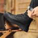 High-top 2025 Autumn British Style Black Casual Shoes Men's Genuine Leather Waterproof Mid-top Martin Boots_vogvips.com