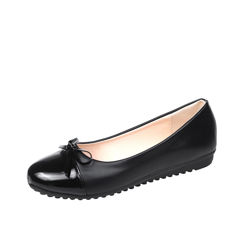 Korean Fashion Large Size Women's Casual Shoes Round Toe Flat Set Foot Bow Detail Synthetic Upper_vogvips.com