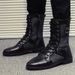 European Warm Series Men's Martin With Fleece, Outdoor High-Top Black Leather Bo, Korean Style Autumn And Winter Mid-Bo, Trendy Work_vogvips.com