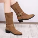 French Retro Mid Leg Boots Fashion Pointed Toe Metal Buckle Soft Sole Non Slip Low Heel Shoes 260104_vogvips.com