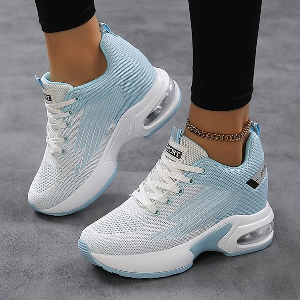 Spring And Autumn New Casual Fly Woven Breathable Thick Soled Sports Anti Slip Comfortable Inner Height Increase Women's 51F_vogvips.com