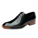 Square head English glossy leather shoes with patent leather polishing Oxford men's shoes_vogvips.com
