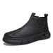 European Warm Series Autumn Winter New Side Zipper Mid-Top Casual Workwear Trendy Fashion Martin Boots Slip-On High-Top Men's Shoes_vogvips.com