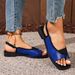 Women's Color Blocked Slip On Sandals Square Toe Plus Size European American Style Summer Beach Sandals_vogvips.com