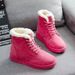 2025 Student Short For New Winter Round Toe Lace-up Cotton Shoes Flat Snow With Fleece Lining Warm Women Boots_vogvips.com