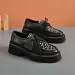 Casual Running Sneaker Designer Stylish Black Leather Platform Shoes With Polka Dot Lace Up Detail OKIMOZ Big Size_vogvips.com