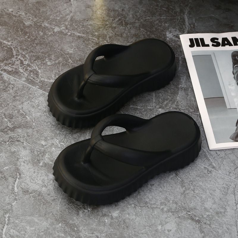 Women's Summer Flip-Flops Outdoor Wear, Non-Slip Thick Sole, Comfortable Slippers With Fashionable Platform Sole For_vogvips.com