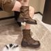 Vintage Western Big Toe Belt Buckle Martin 2025 Autumn New Thick Sole Height Increasing Short Boots For Petite Women_vogvips.com