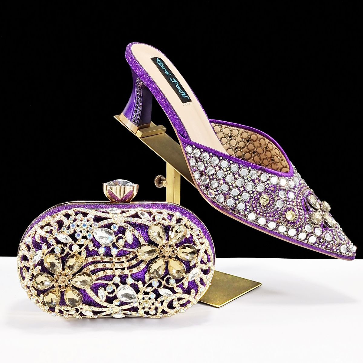 Women’s Shoes ladies pointed high heel slippers shoe bag set goose egg shaped clutch sexy style banquet or daily_vogvips.com