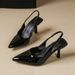 Women's Sexy Pointed Toe Stiletto Sandals Solid Color Glossy Back Strap High Heels New Summer Versatile Fashionable Closed Toe_vogvips.com