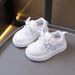 Kids Ultralight School Shoes Boys' Sneakers Girls' Baby Velcro Board Shoes Preppy White Shoes_vogvips.com