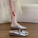 Summer French Vintage Wrap-around Half-trousers Women's Shoes With Metal Fasteners, Low Heel, Mule Shoes, Versatile For Outerwear, Flat Sandals_vogvips.com