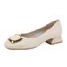 Chunky Single For Women 2025 Spring New Shallow Mouth Square Toe Mid Heel Soft Leather Granny Shoes Small Size Women's_vogvips.com