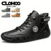 CLOHOO Hand-Sewn Octopus Design Short High-Top Leather Riding Boots Stylish Men's Footwear_vogvips.com