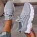 Women's Breathable Knit Sneakers - Lightweight Casual Walking Shoes With Cushioned PU Sole,White Low-Top Lace-Up Design For All-Season Outdoor Comfort_vogvips.com