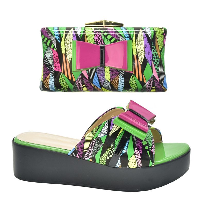 Sweet and cute wind platform sandals with the same style bag party dinner shoe bag set_vogvips.com