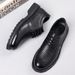 Men's Genuine Leather Breathable Perforated Dress Loafers Comfortable Low-heel Shoes_vogvips.com