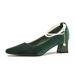 Elegant Square Head Shallow Mouth Single Shoes For Women S Autumn And Winter New Collection Dark Green Pearl_vogvips.com