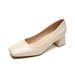 Coarse Heel Single Shoes Women's Shallow Mouth Temperament Commuting Work Shoes One Pedal Temperament High Heels_vogvips.com