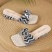 Retro Women's Square Toe Wedge Sandals Mid Heel Slippers Fairy Style Design Gentle Outdoor Use_vogvips.com