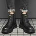 European Warm Series Winter Boots With Fleece Lining, Warm Martin High-top British Style Thick-soled Work Men's Snow Boots, Cotton Shoes_vogvips.com