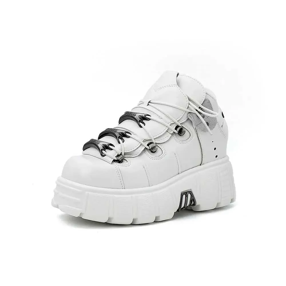 2024 New Punk Style Laces Heel Height 6CM Platform Rock Boots Metal Decoration Womens Sports Shoes T240530_vogvips.com