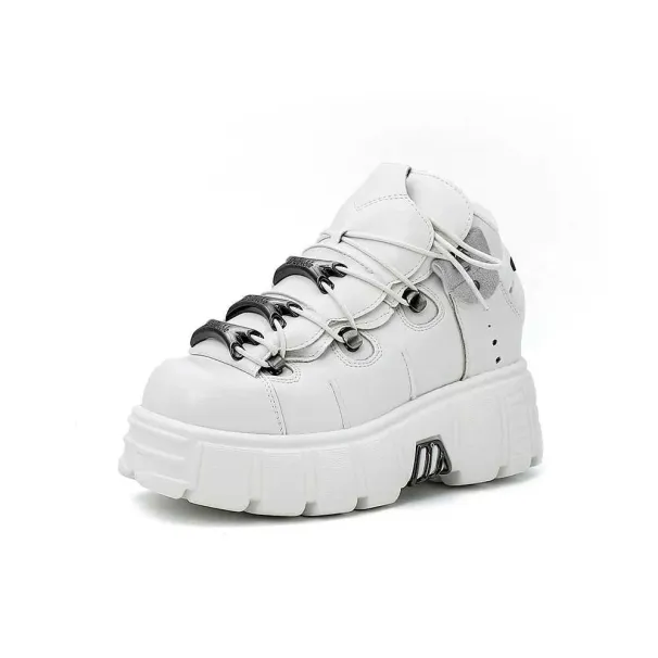 2024 New Punk Style Laces Heel Height 6CM Platform Rock Boots Metal Decoration Womens Sports Shoes T240530_vogvips.com