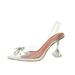 Women's Elegant Crystal Rhinestone Bow Pointed Toe Sandals - Transparent Strappy High Heels For Women, Fashionable Summer Dress Shoes_vogvips.com
