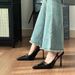 Black Pointed-toe High-heeled Shoes With Thin Heels, 2026 New French Style, Comfortable The Feet, Patent Leather, Sexy_vogvips.com