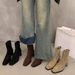 High-heeled Korean-style Small Ankle Boots, Suede Martens Boots, New Autumn Square-toed, Slender Short Boots For Women_vogvips.com