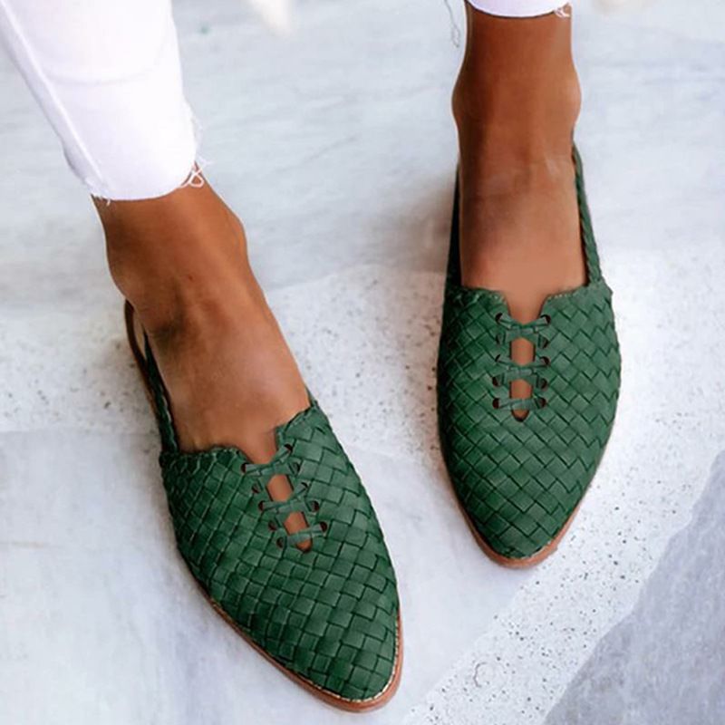 Women's Flat Pointed-Toe Woven Sandals - Breathable Summer Casual Shoes For Wide Feet (Sizes 34-43, Multiple Colors)_vogvips.com