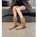 Women's Pointed Toe Slimming Ankle Boots Retro Chunky Heel Martin Riding Boots Pleated Western Slouch Style For Autumn Winter_vogvips.com
