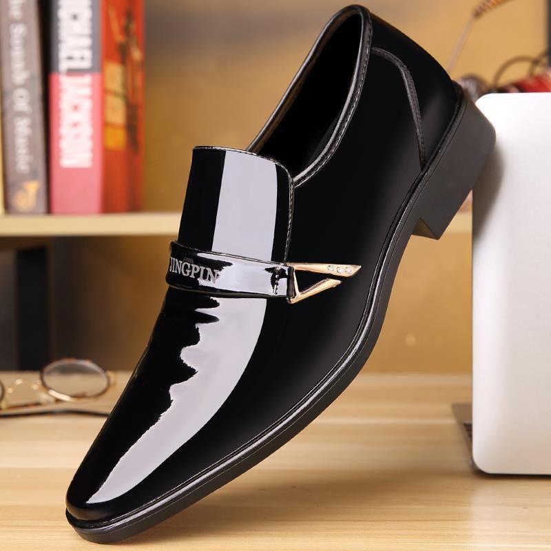 2025 Spring New Korean Fashion Casual Single Glossy Patent Leather Business Men's Shoes_vogvips.com