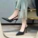 2025 Spring/Summer New Thin Heel High Heels, Pointed Snake Pattern Women's Singles, Hollow Headed Sandals, One Button_vogvips.com