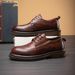 Euro Step Brogue Men's Handmade Genuine Casual Soft Sole Lightweight Height Increasing British Style Business Formal Leather_vogvips.com