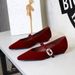 3686-K111 Fahion Rhinetone Buckle One-Strap Mary Jane Shoe For Women Veratile Caual Wedge Commuter Pointed Toe_vogvips.com
