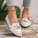 Manufacturer Wholesale New Women's Spring Autumn Pointed Toe Slimming Flat Slip-On Casual Butterfly Knot Shoes_vogvips.com