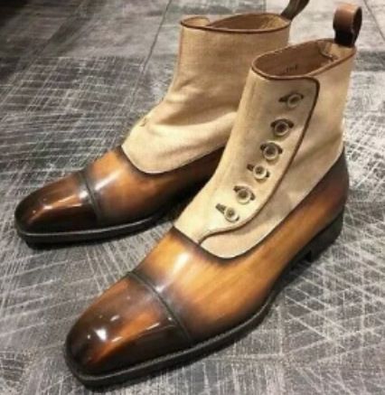 Canvas Oxford boots brown men's boots fashion foreign trade boots JGB2019N0011023_vogvips.com