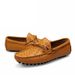 Men's Lazy Genuine Leather Woven Handmade Business Formal Attire, Bean Shoes, Men's Driving Shoes_vogvips.com