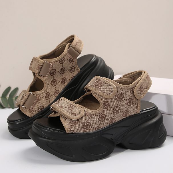 Shoes Women's Shoes Sandals Platform Velcro Large Size Foreign Trade Thick Soled Sandals Cross Border Denim Women's Shoes Sandals_vogvips.com