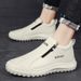 New Men's Safety Lazy Zipper Slip-On Kitchen Waterproof Non-Slip Work Casual Leather Shoes_vogvips.com