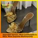 Women's Metallic Flower Stiletto Heels Sandals Black Open Toe Casual Slippers Multi-Color Spring Summer Outdoor Wear_vogvips.com