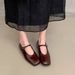 Cameido French Mary Jane Ballet Flats Simple Square Toe Single Buckle Women Shoes Spring_vogvips.com