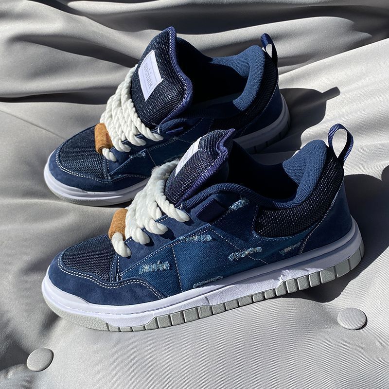 Fashionable And Versatile Denim Blue Loafers, Low-top Thick-tongued Comfortable Sneakers, Classic Casual Shoes, Outdoor_vogvips.com