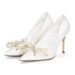 Women's Pearl White Burgundy High Heeled Wedding Dress Shoes French Style Sexy Bridesmaid Banquet Footwear_vogvips.com