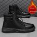 Men's Winter Chelsea Boots With Side Zipper & Faux Fur Lining - Slip-Resistant Rubber Sole, Comfortable & Stylish Casual Work Boots For Fall & Winter_vogvips.com