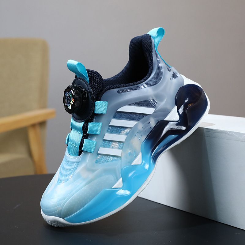 Boys' Shoes 2023 Spring And Autumn New Mesh Breathable White Rotating Buckle Children's Sports Shoes Girls' Running_vogvips.com