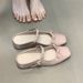 Women's Summer Mule Sandals With Internal Height Increase, Thick Bowknot, Soft Sole, Nude Pink, Closed-toe, For Outdoor_vogvips.com