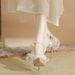 Women's Shoes Casual Business Wedding Party Style Sparkling Stiletto Pearl Chain Crystal Shoes High End Height Enhancing Short High Heels For Women_vogvips.com