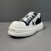 Men's Thick Soled Casual White Sporty Fashionable Leather Mesh Big Toe Shoes, Trendy And Versatile Men's Shoes_vogvips.com
